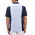 thumbnail image 2 of Men's Cuban Guayabera Beach Wedding Short Sleeve Button-Up Casual Dress Shirt (Navy/Light Blue, M), 2 of 3