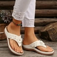 thumbnail image 4 of CQONEPT Womens Sandals Wedge Low: Summer Open Toe Wedges - Dressy Casual Elastic Ankle Strap Platform - Comfortable Rhinestone Flower Sandals White Size 5.5, 4 of 9