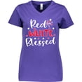 thumbnail image 3 of Inktastic 4th of July Red White Blessed Fireworks Women's V-Neck T-Shirt, 3 of 5