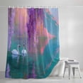 thumbnail image 4 of Purple Lavender Small Stall Shower Curtain, Waterproof Shower Curtains for Bathroom, Abstract Oil Painting Nature Landscape Washable Fabric Bath Curtain for Bathtub Decoration with Hooks 36x72 Inches, 4 of 9