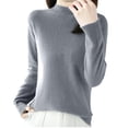 thumbnail image 5 of TKLPEHG Womens Tops Dressy Crew Neck Knitted Sweater Casual Lightweight Fall Tops Solid Color Loose Comfy Long Sleeve T Shirt Fashion Blouses Pullover (Gray,M), 5 of 6