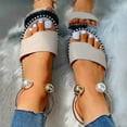 thumbnail image 2 of Stylish Pearls Decoration Sandal for Women Girls - Summer Cute Open Toe Pearl Comfy Beach Roman Shoes, 2 of 5