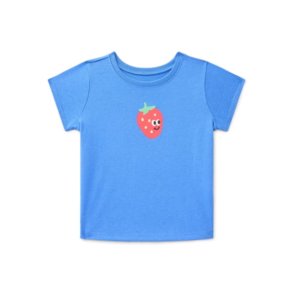 Wonder Nation Baby Girls Crewneck Tee with Short Sleeves, Sizes 0/3M-24M