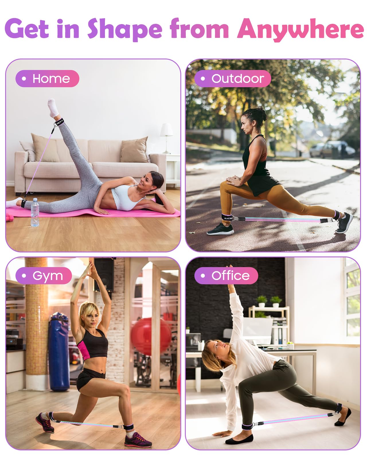 Zacro Ankle Resistance Bands with Cuffs, 3-Level photo 7