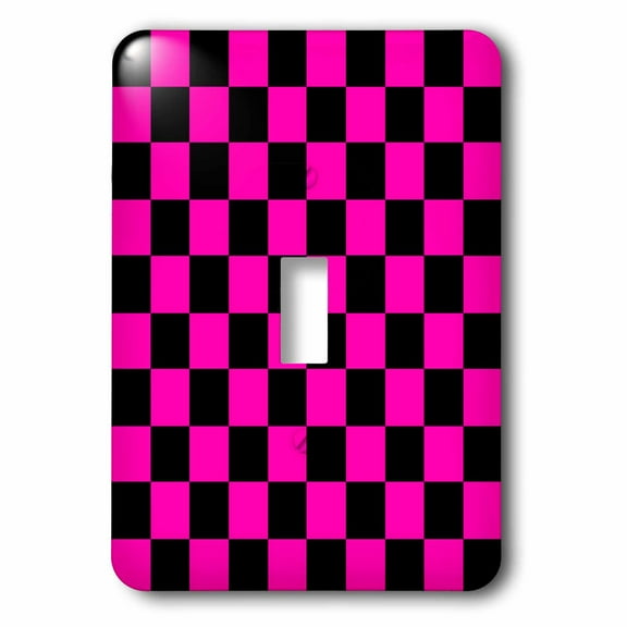 3dRose, Pink and Black Checkered Print, single toggle switch