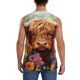 thumbnail image 4 of Fotbe Countryside Colorful Floral Cow Men's Camiseta sin Mangas Estampada para Hombres, Playera Casual para Gimnasio, Entrenamiento, Playa-Large, 4 of 7