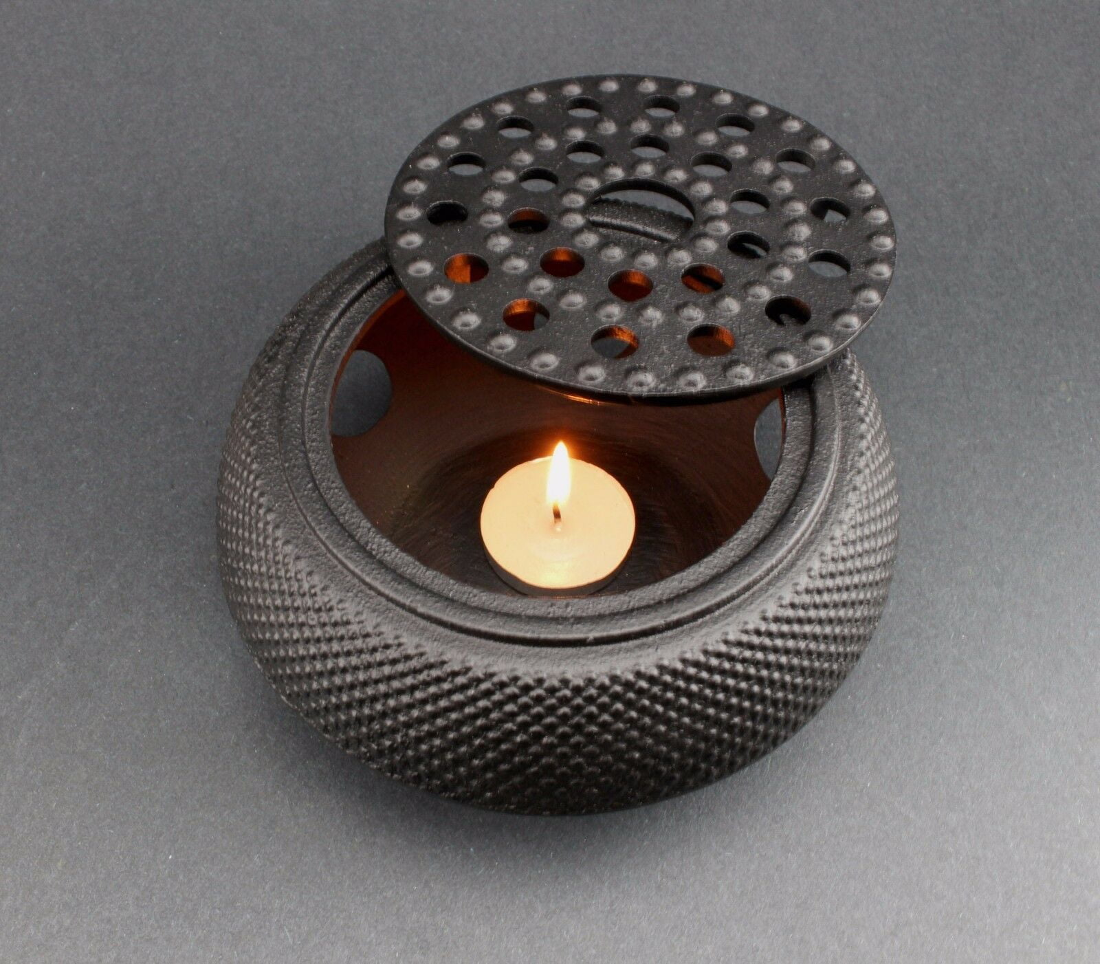 Hobnail Iron Teapot + Warmer - Japanese Antique 24 Fl Oz Black Small Dot Cast Iron Teapot Tetsubin with Infuser / Gift / Birthday gift / Kitchen / Teapot / idea for gift teaaana price $90