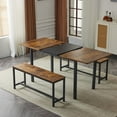 thumbnail image 6 of Ktaxon Extendable Dinner Table for 6 Dining Room Table Set Rectangle Kichen Table with Two Benches 63" W Fire Wood and Black, 6 of 8