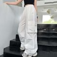 thumbnail image 2 of Rvasteizo Fall Winter Girls Cargo Pants Solid Elastic Waist Loose Cut Casual Kids Trousers 7 Years, 2 of 5