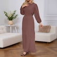 thumbnail image 2 of Elegant Long Sleeve Women'S Casual Dress With Belted Waist And Flowy Abaya Tunic Design Featuring Puff Sleeves, 2 of 5