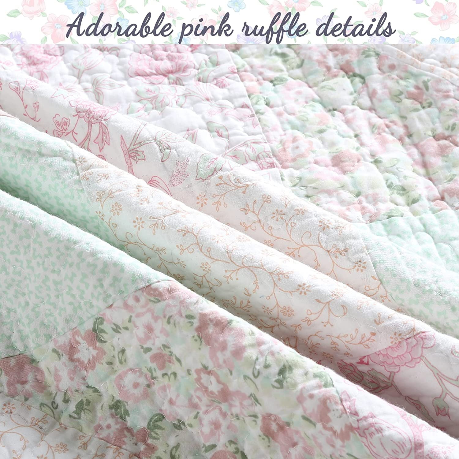 Cozy Line Home Fashions Reversible Cotton Quilt Set, Pink Cozy Line Home Fashions Reversible Cotton Quilt Set, Pink