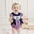 thumbnail image 2 of Okbabeha Newborn Baby Girls 4th of July Outfits Fourth of July Bubble Romper Fly Sleeve USA Flag Embroidery Bodysuits Summer Independence Day Clothes, 2 of 8