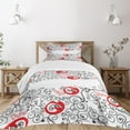 thumbnail image 3 of Ambesonne Abstract Quilted Bedspread Set 2 Pcs, Sketchy Birds Swirls Art, Twin Size, Scarlet White, 3 of 6