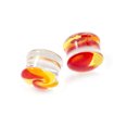 thumbnail image 3 of Pair of Ear Plugs Colorful Yellow and Orange abstract design Made of Glass Doubl, 3 of 3