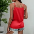 thumbnail image 5 of Brglopf Womens Silk Satin Camisole Tank Tops Wrap V Neck Sleeveless Spaghetti Strap Blouses Dressy Casual Cami Shirt(Red,M), 5 of 8