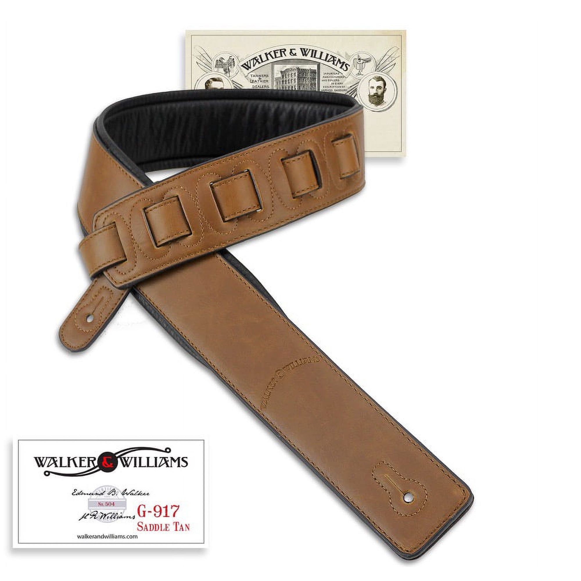 Walker & Williams G-917 Saddle Tan Natural Finish Padded Guitar Strap
