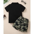 thumbnail image 2 of Kucnuzki 7 Years Big Boys Outfit Set 8 Years Child Boy Summer Clothes Sets Short Sleelves Pullover Polo T-shirt Top Camouflage Shorts 2pcs Clothing Black, 2 of 8