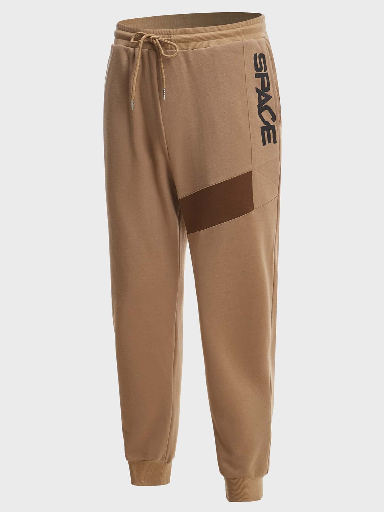 guys contrast panel drawstring sweatpants