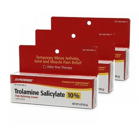 Perrigo Trolamine Salicylate 10% Pain Relieving Cream with Aloe, 3 oz pack of 3