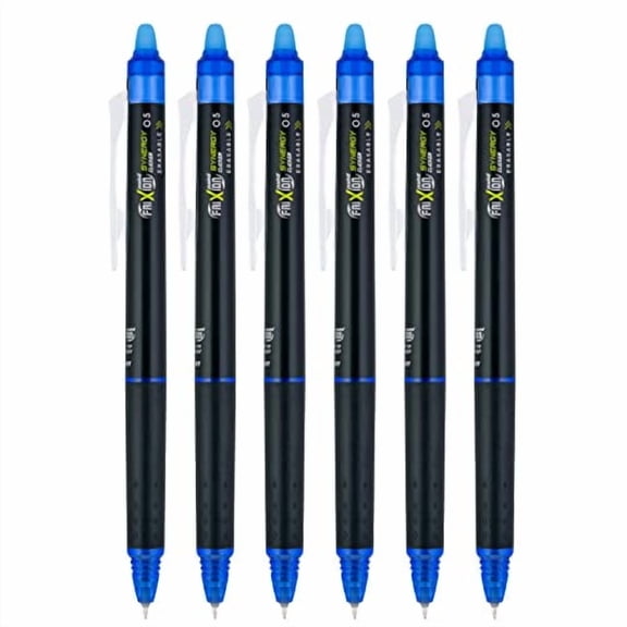 Pilot FriXion Synergy Clicker Retractable & Erasable Gel Ink Pens, 0.5mm Extra Fine Point, Blue Ink, 6-pack