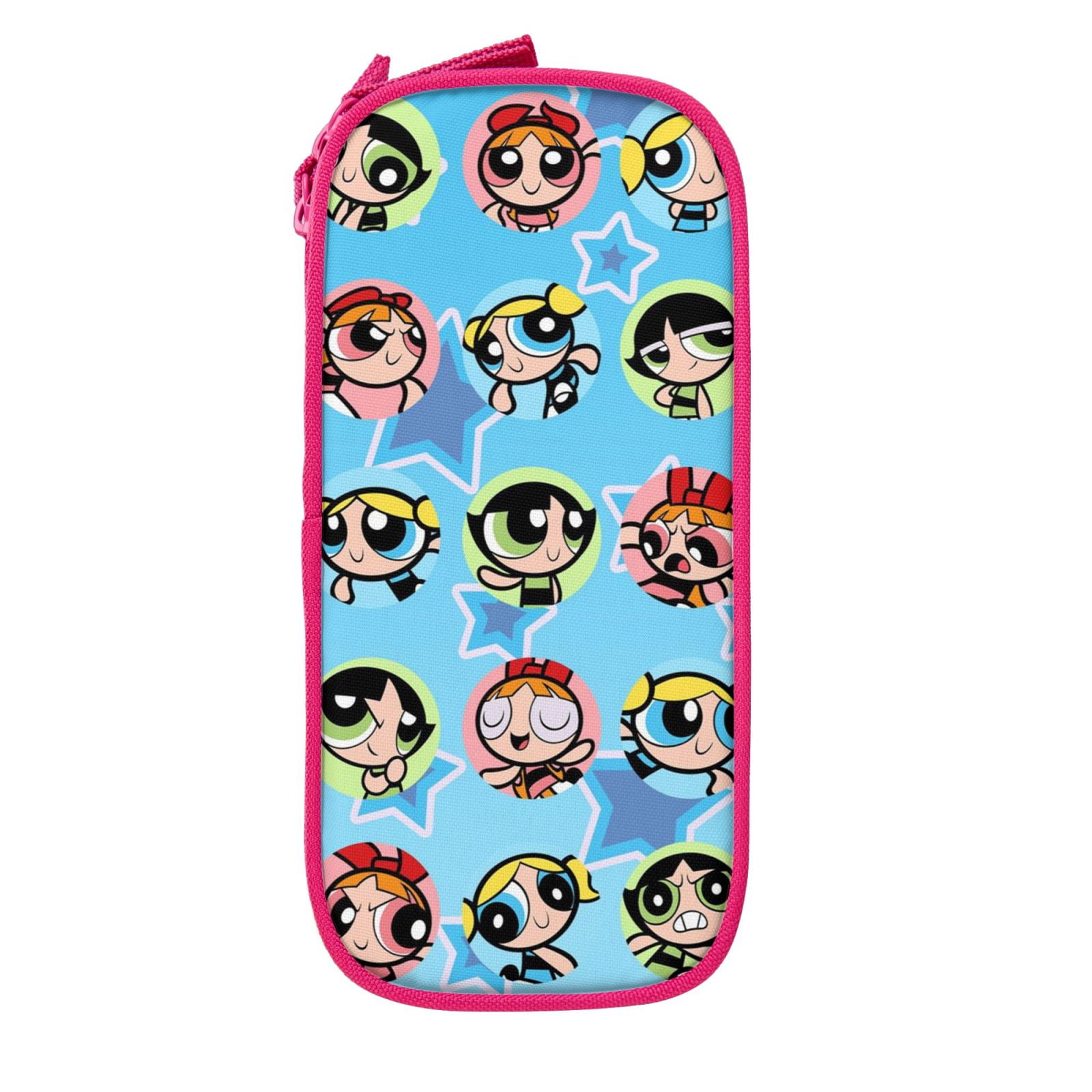 The Powerpuff Gi-rls Pencil Case Large Capacity Pencil Pouch Penbag Office Stationery Organizer Travel Makeup Bag Pink