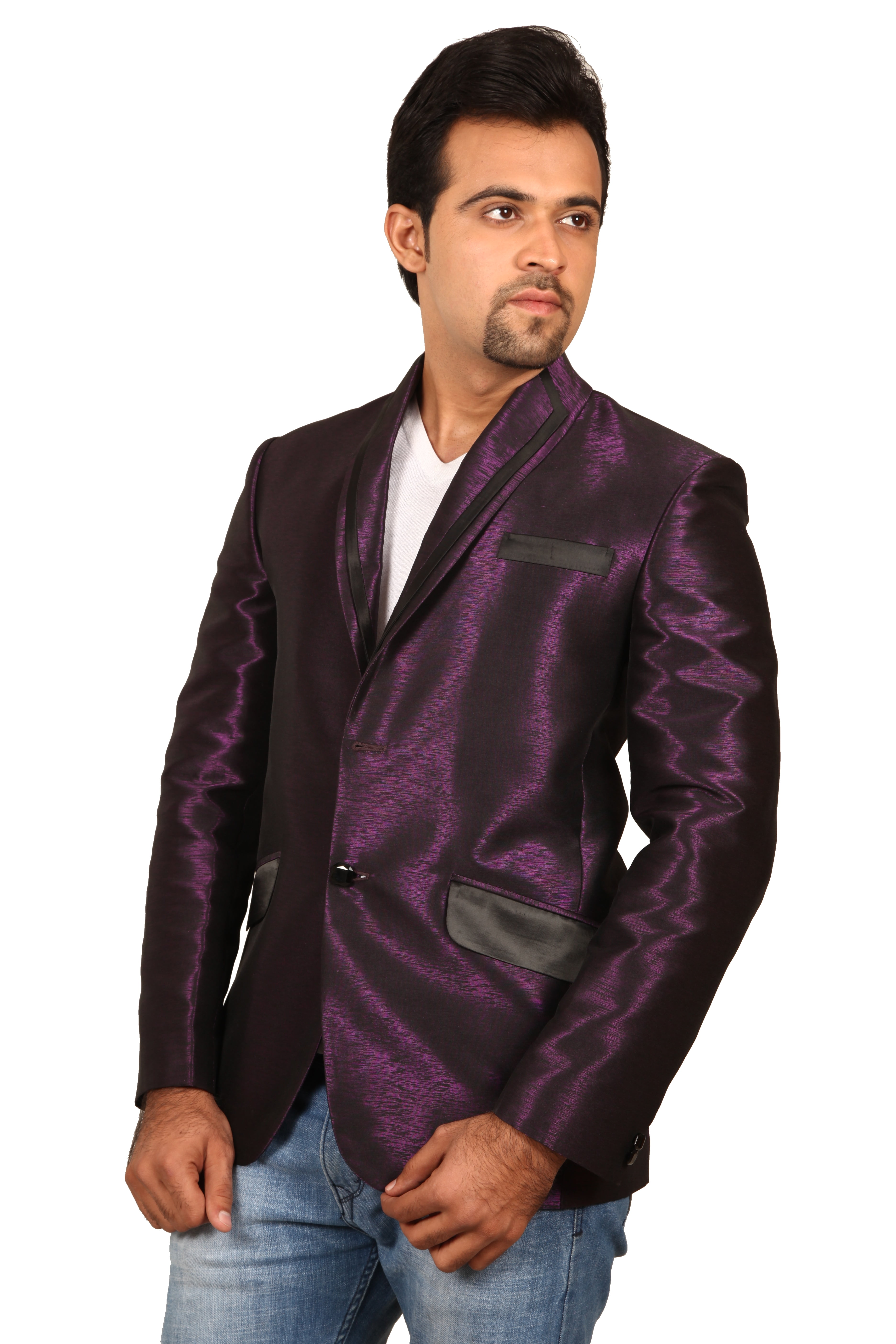 purple blazer with jeans