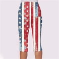 thumbnail image 5 of Roncen Women's Independence Day Printed Capri Pants - Sporty Casual Elastic DNatural​​string Waist with Functional Pockets & Side Slit Cuffs, 5 of 7