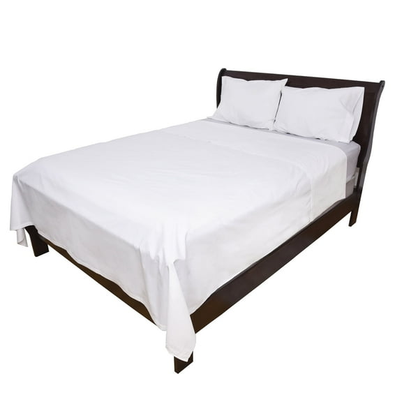 Pacific Linens White Flat Bed Sheet, Full Size, Poly-Cotton Blend, 81 x 110 inch, Durable, Comfortable, Elegant
