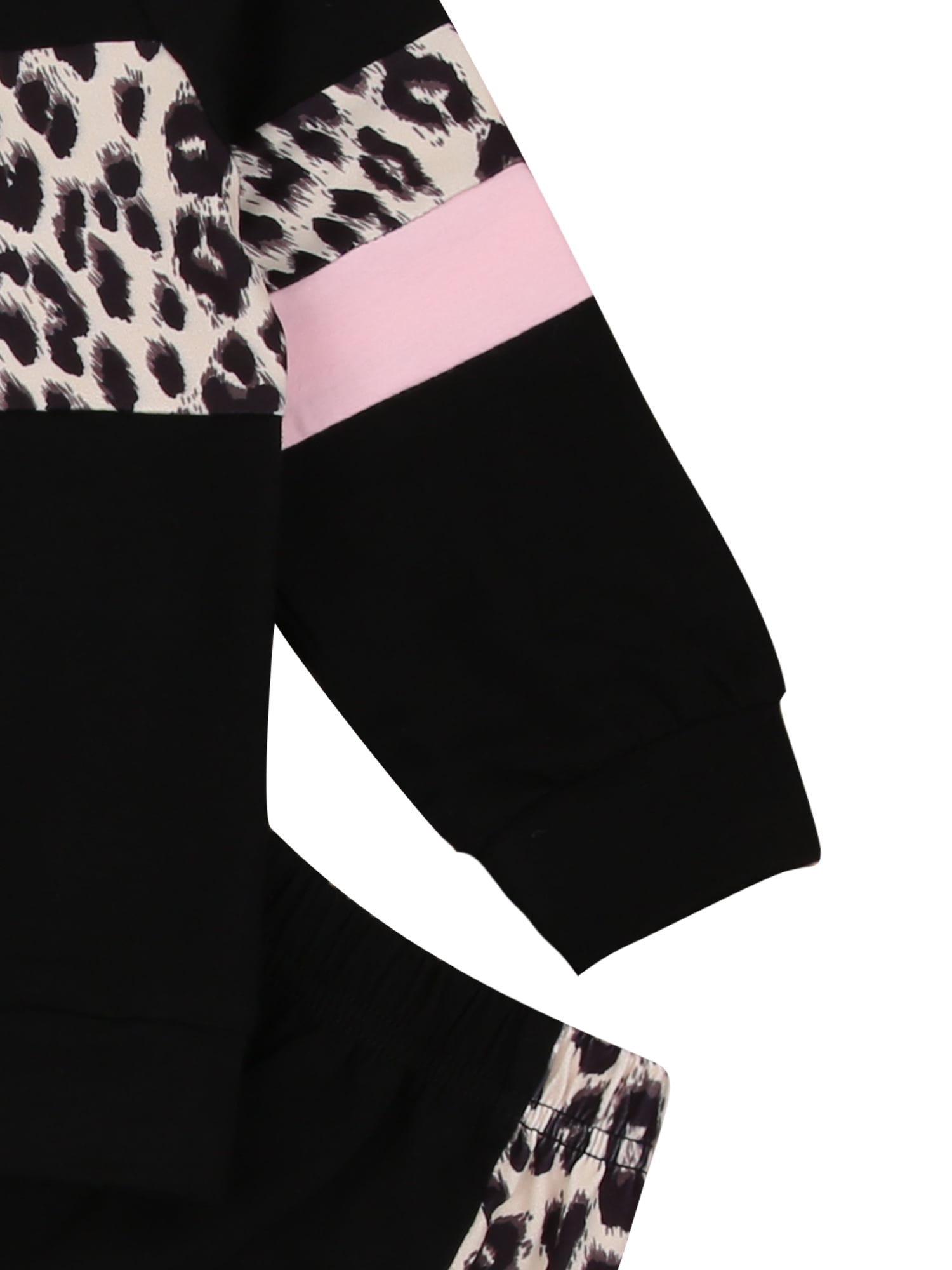 2-piece Baby / Toddler Girl Leopard Pattern Hoodie and Colorblock Pants Set