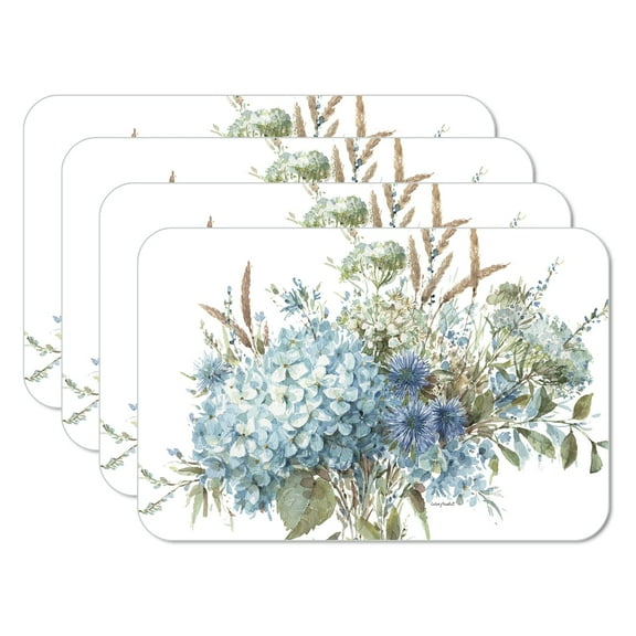 CounterArt "Bohemian Blue" 4-Pack Reversible Flexible Plastic Tabletop Placemats