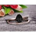 thumbnail image 5 of 1.50 Carat Solitaire 8X5mm Pear Shape Black Diamond Moissanite Engagement Ring With Matching Wedding Band On 10K Rose Gold Bridal Ring Set Surprisingly, Promise Ring, Anniversary Gift, 5 of 5