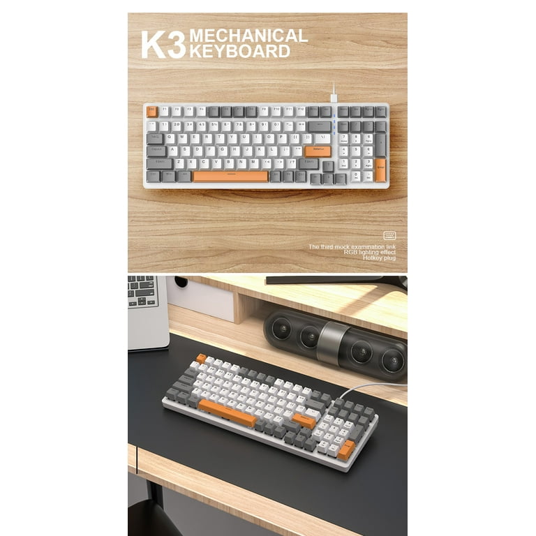HXSJ K3 Mechanical Keyboard Ultra-Compact Mini 98 Keys Wired Type