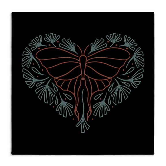 Stupell Industries Heart Shaped Celestial Moth Animals Painting Wrapped Canvas Art Print Wall Art, 17 x 17