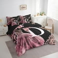 thumbnail image 3 of Erosebridal Literie Romantique Monogrammée D Format Grand, Ensembles de Literie de Princesse de Rêve Format Grand, Ensemble de Lit Rose, Décor de Chambre en Microfibre, 7 Pcs, 3 of 6