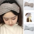 thumbnail image 4 of Bandeau Tricoté d'Hiver pour Femmes Couleur Unie Bande Élastique Extensible Bandeau Grand Extensible - Gris, 4 of 8