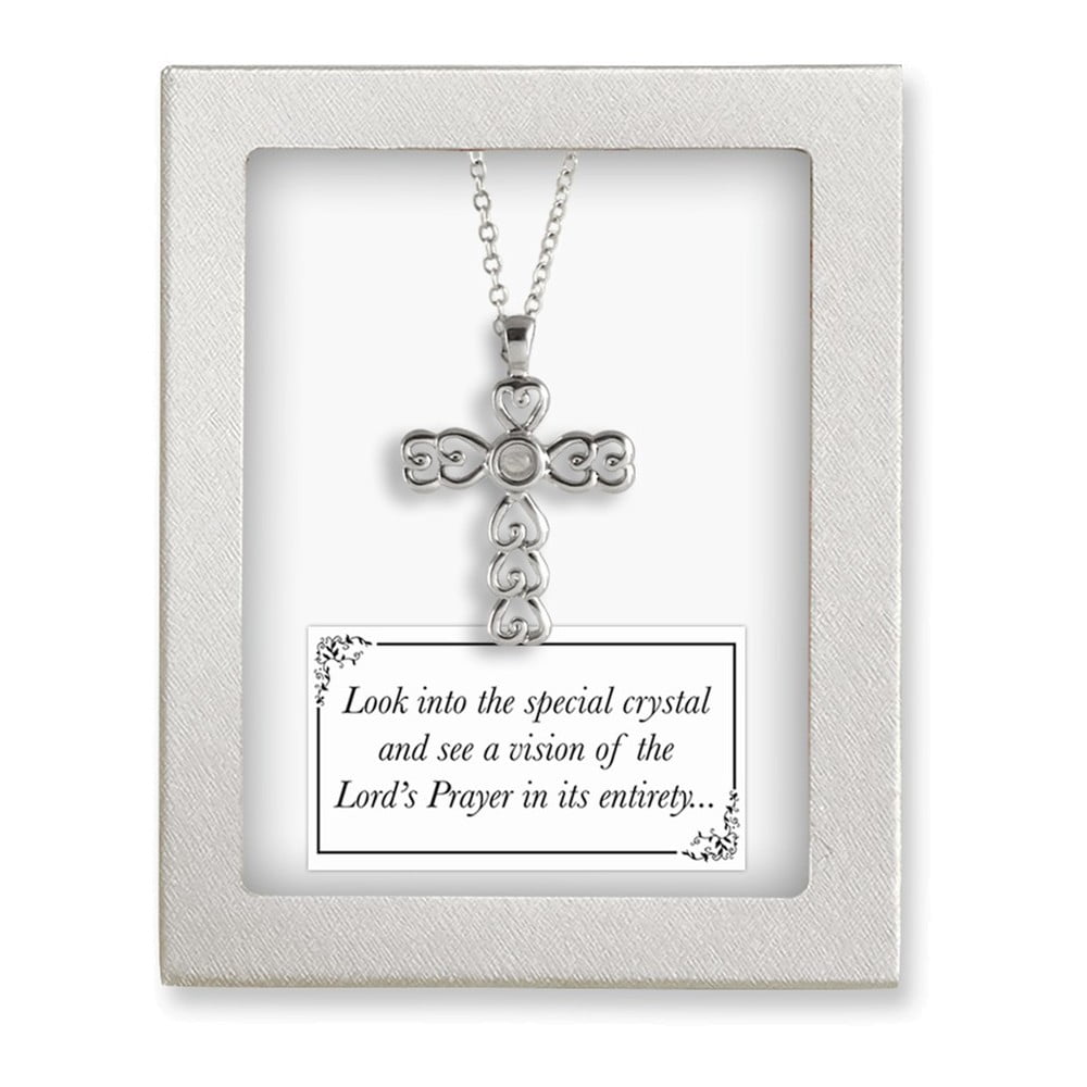 Silver-tone 18in Lords Prayer Crystal 