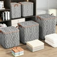 thumbnail image 5 of 100L Large Comforter Storage Bags Closet Organizer for Clothes Sweater Clothes Organizer with Zipper Handles for Blanket Closet Storage Container, Gray, 5 of 9