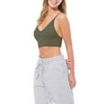 thumbnail image 4 of Made by Olivia Women's Solid Knit Ribbed Seamless Double Strap Triangle Brami Crop Tank Top, 4 of 6