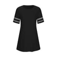 thumbnail image 6 of Xdegoge Short Sleeve Dresses for Women Crew Neck Casual A Line Dress Cut-Out Solid Color Trendy Summer Clothing Soft Lace Patchwork Loose Outfits, 6 of 8