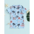 thumbnail image 2 of Biezeib Baby Boys Rash Guard, Short Sleeve Tree Fish Print Swimsuit Jumpsuit Summer Swimwear, 2 of 9