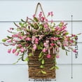 thumbnail image 3 of Artificial Silk Hanging Flowers Basket Wreath Spring Wreath Garland for Home Wedding Garden Yard Floral Decoration, 3 of 3