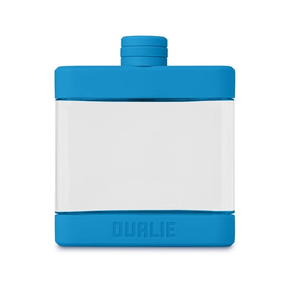 DUALIE 6 oz Hip Flask for Liquor - Undetectable Shatterproof Alcohol Flasks with Clear Tritan Plastic and Silicone Grip - Flask Gift for Men & Women - Glacier