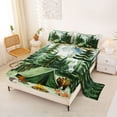 thumbnail image 2 of Castle Fairy Camping Scene Graphic Bed Sheets 4pcs for Teens, "Happy Camping" Art King Sheets for Bedroom, Green Brown, 2 of 6
