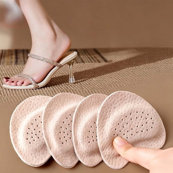 Forefoot Cushion Insoles for Women Sandals, Anti Slip High Heel Inserts with Ergonomic Shock Absorption, Breathable Pigskin Leather Forefoot Pads for Pumps Flats Daily Walking