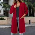 thumbnail image 2 of MIASHUI Veste Châle en Tricot pour Femmes Automne Hiver Mi-Longue Style Trench Chic Cardigan Confortable Rouge, Taille Unique, 2 of 9
