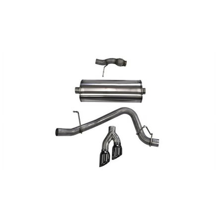Corsa Cat Back Exhaust, Sport, 3in, Single Side Twin Black 4in Tips, 2015 Chevy Tahoe/GMC Yukon