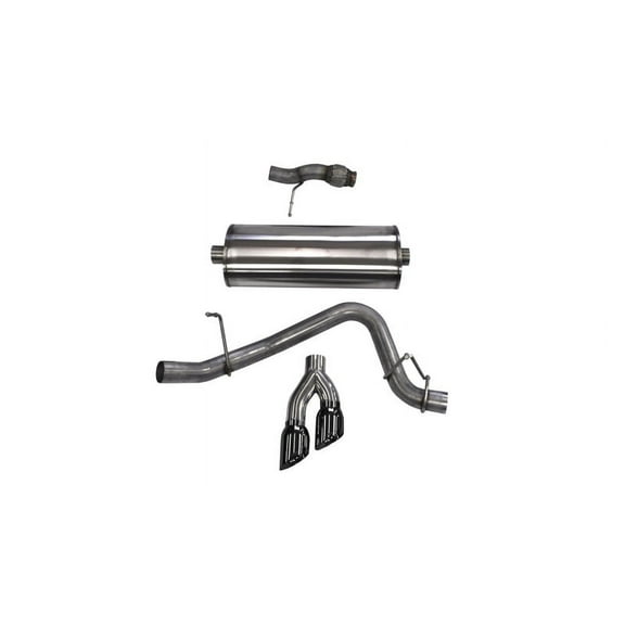 Corsa Cat Back Exhaust, Sport, 3in, Single Side Twin Black 4in Tips, 2015 Chevy Tahoe/GMC Yukon