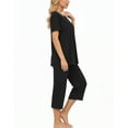 thumbnail image 4 of UVN Womens Pajama Sets Short Sleeve Crewneck Tops and Capri Pant Lounge Set Ladies Pjs Sleepwear Loungewear 2 Piece Outfit, 4 of 9