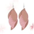 thumbnail image 2 of YSNOOWE 1Par Pendientes Colgantes De Cuero Rosa Con Lentejuelas Para Fiesta Y Uso Diario, 2 of 8