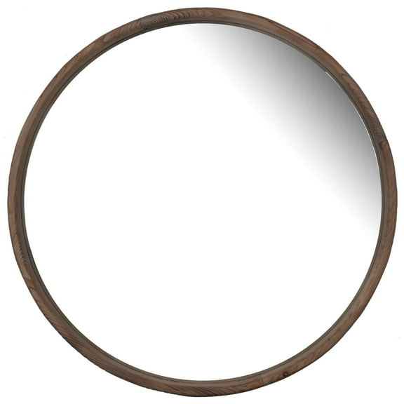 CC Home Furnishings Thayne Round Wooden Framed Wall Mirror - 27.5"